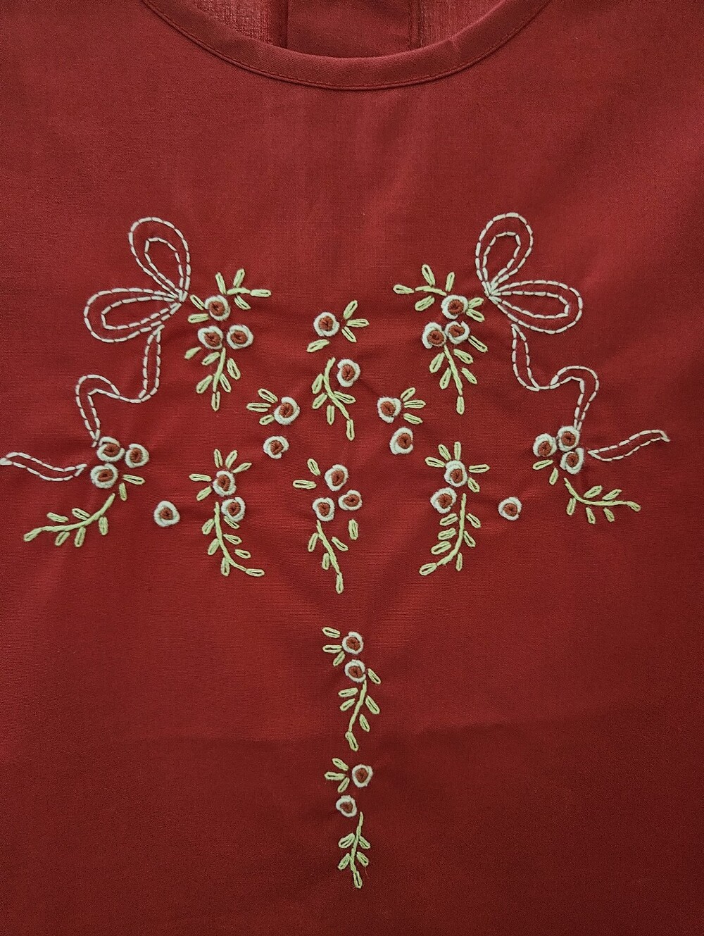 Love Me Hand Embroidered Red Heirloom Puff Sleeve A-Line Dress 3T - Picture 3 of 6